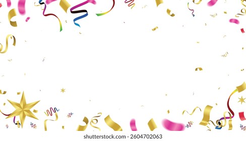 colorful confetti Celebration carnival ribbons. luxury greeting rich card.