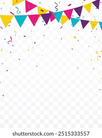 Colorful Confetti celebrations banner isolated on transparent background