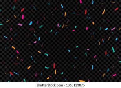 Colorful Confetti and celebrations ribbon isolated on transparent background