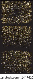 Colorful confetti circles falling. Vector illustration surprise. Geometric element of design. Gold set of invitation templates, background images, posters or greeting cards.