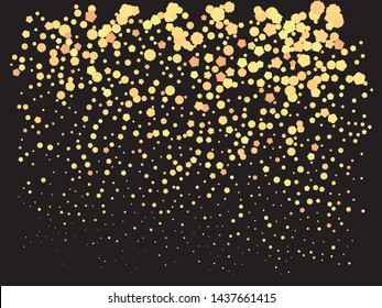 Colorful confetti crackers falling. Vector illustration concept. Unusual element of your design. Gold invitation template background image, poster or greeting card.