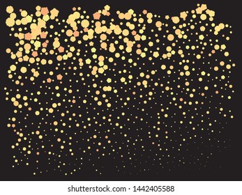 Colorful confetti crackers falling. Vector illustration theme. Stylish element of your design. Gold invitation template background image, poster or greeting card.