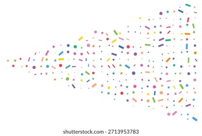 Colorful confetti explosion stream of small pieces isolated on