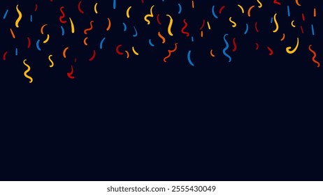 Colorful confetti falling from above. Graphic element for New Year, party or invitation card. Illustration of vector elements