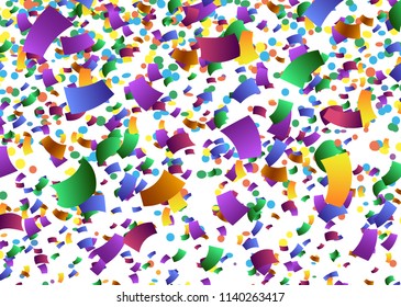 colorful confetti falling down against white background vector illustration