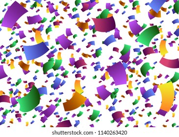 colorful confetti falling down against white background vector illustration
