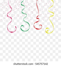 Colorful Confetti Falling On Transparent Background. Vector Illustration