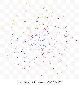 Colorful Confetti Falling On Transparent Background. Vector Illustration