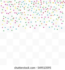 Colorful Confetti Falling On Transparent Background. Vector