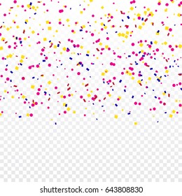 Colorful Confetti Falling On Transparent Background. Vector Illustration. Multicolored