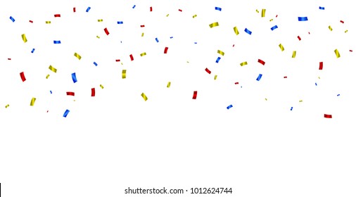 Colorful Confetti Falling On White Background. Celebration. Vector Illustration