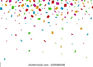 Colorful Confetti Falling On White Background