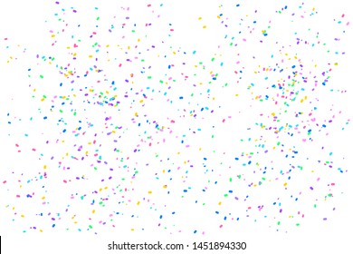 Colorful confetti falling on white background. Template for design