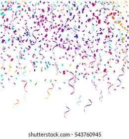 Colorful Confetti Falling On White Background. Vector Illustration