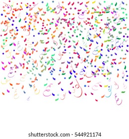 Colorful Confetti Falling On White Background. Vector Illustration