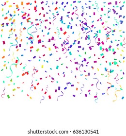 Colorful Confetti Falling On White Background. Vector Illustration. Multicolored