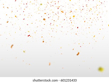 Colorful confetti falling randomly. Abstract background with flying particles. Vector illustration can be used for greeting card, carnival, celebration.
