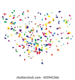 colorful confetti flying on white background