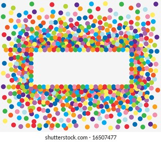 Colorful confetti frame. Vector Illustration