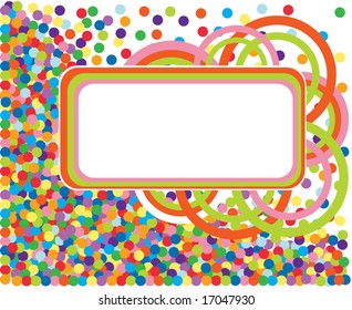 Colorful confetti frame. Vector Illustration