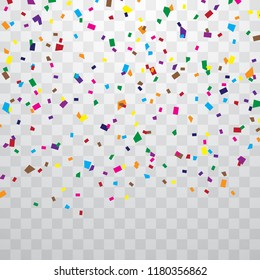 Colorful confetti isolated from the background transparent. Vector Festive Celebration