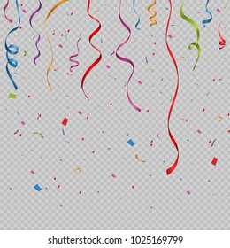 Colorful confetti isolated. Festive vector background