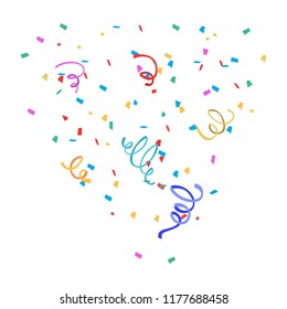 Colorful confetti isolated. Festive vector background