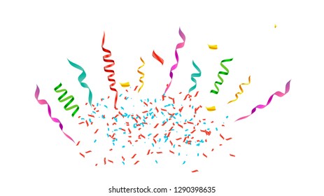 Colorful confetti isolated. Festive vector illustration on white background