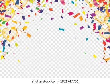 Colorful confetti isolated on background , Sale Golden Foil Texture. Childrens Foil Confetti Border