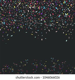 Colorful confetti isolated on black background