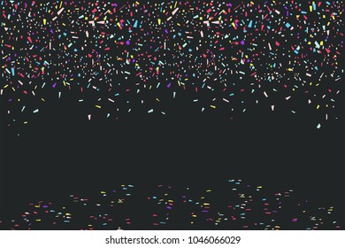 Colorful confetti isolated on black background
