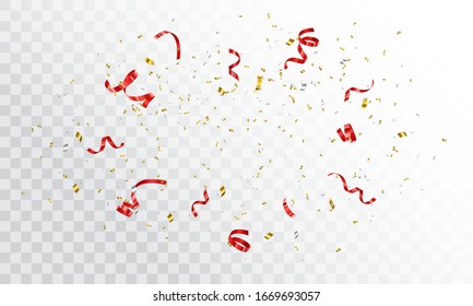 Colorful confetti isolated on a transparent background. Vector template for your holiday, party, festival or birthday.