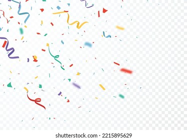 Colorful confetti isolated on transparent background