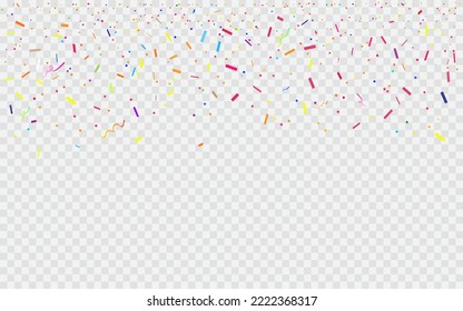 Colorful confetti isolated on transparent background.