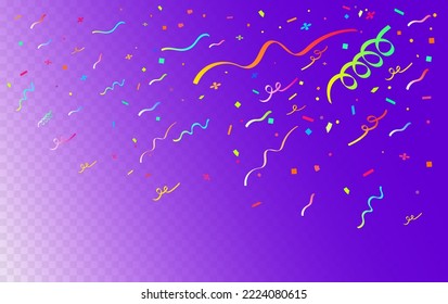 
Colorful confetti isolated on transparent background.