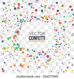 Colorful Confetti isolated on Transparent square Background. Christmas, Birthday, Anniversary Party Concept. Vector Illustration