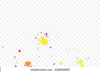 Colorful confetti isolated on white background. Abstract white background with many splattered paint. Ink drops. Vector.