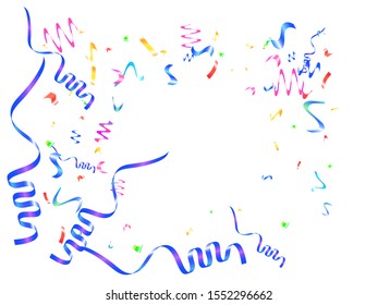 Colorful confetti isolated on white background. Fresh particles. Vector illustration. Red, green, yellow, blue, golden, pink, orange and violet elements for birthday celebrate, party or event.