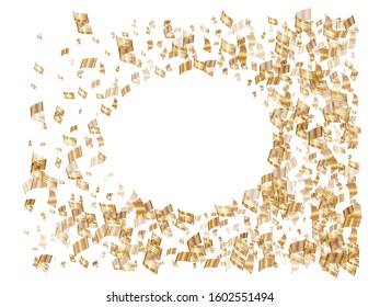 Colorful confetti isolated on white background. Graphic particles. Vector illustration. Golden elegant, trendy, modern elements for background image, banner, poster or greeting card.