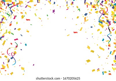 Colorful confetti isolated on white background , Sale Golden Foil Texture. Childrens Foil Confetti Border.