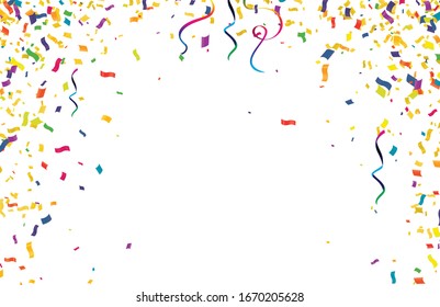 Colorful confetti isolated on white background , Sale Golden Foil Texture. Childrens Foil Confetti Border.