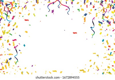 Colorful confetti isolated on white background , Sale Golden Foil Texture. Childrens Foil Confetti Border.