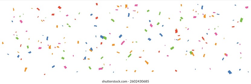 Colorful confetti isolated on white background border frame repeat pattern. Great for a birthday party or an event celebration invitation or decor. Surface pattern design.