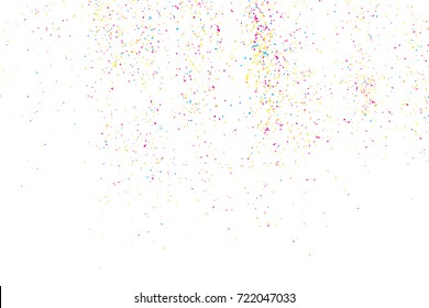 Colorful confetti isolated on white background. Abstract white background with many splattered paint. Ink drops. Vector.