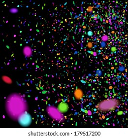 Colorful confetti on black background