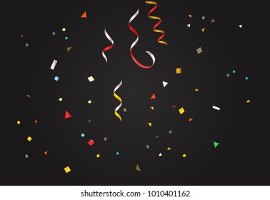 Farbige Konfetti auf dunklem Hintergrund. Vektorgrafik-Layout