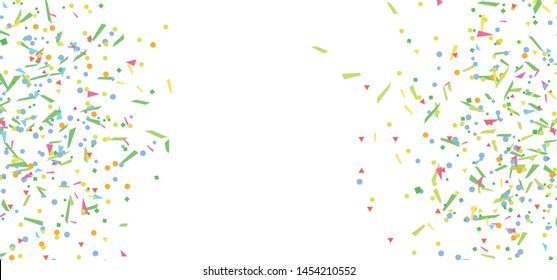 Colorful confetti on isolated white background. Abstract texture from glitters. Image for polygraphy, posters or banners. Doodle for your design