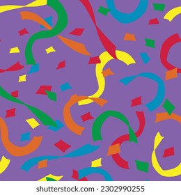 Colorful confetti on a purple background for a birthday or anniversary celebration.
