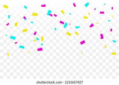Colorful Confetti On Transparent Background. Celebration & Party. Vector Illustration