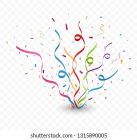 Colorful confetti on transparent  background